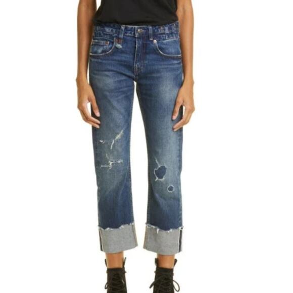 R13 Jeans Womens 25 Boy Straight Caslon Selvedge Blue...